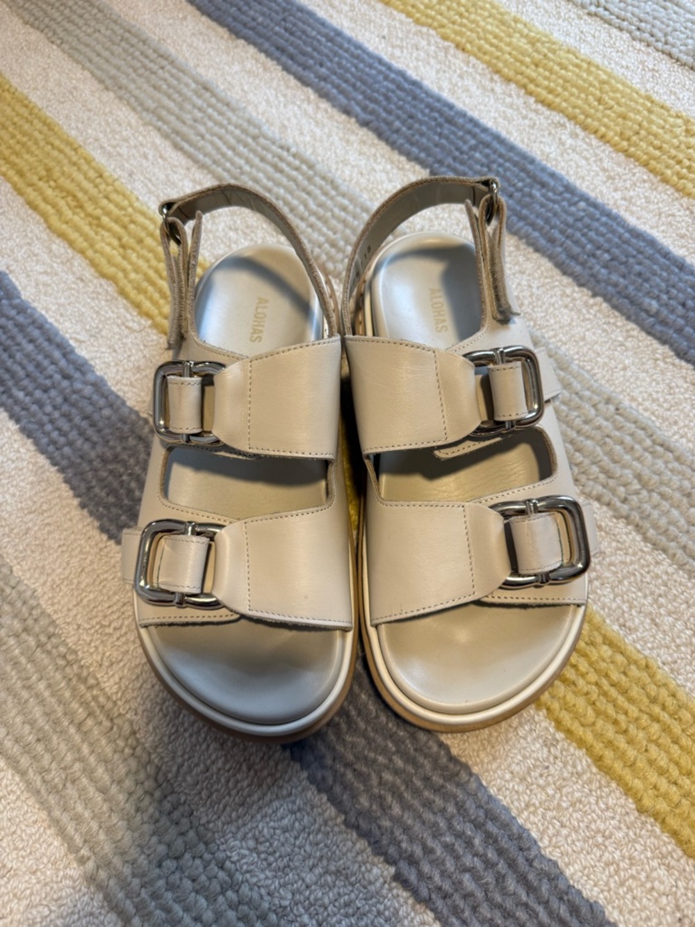 Alohas Harper Cream Leather Sandals 38